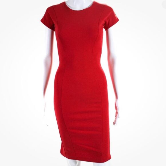 Stella McCartney Tomato Red Short Sleeve Compact Jersey Dress Size 38 - Picture 1 of 10